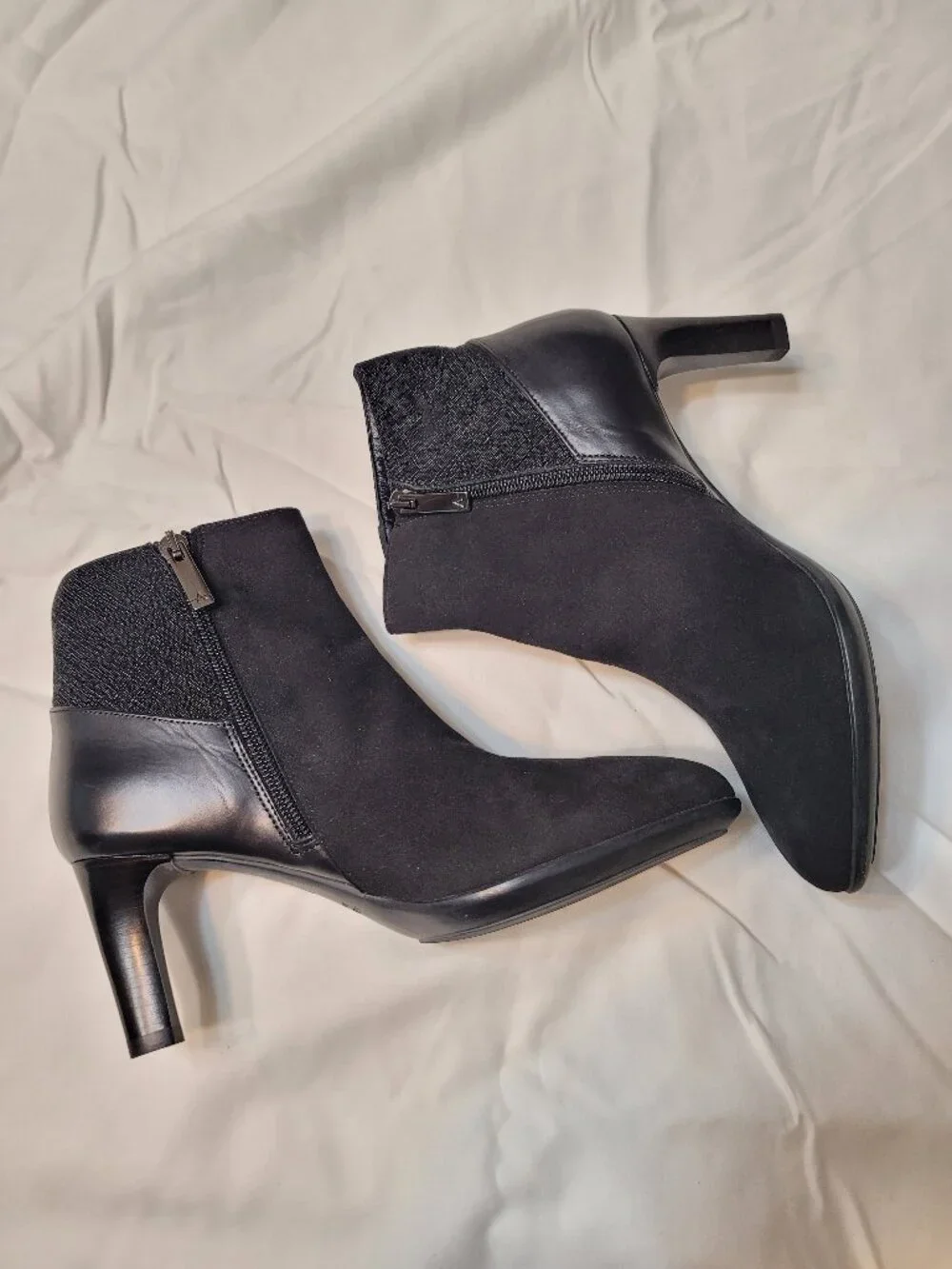 Aqualtalia Black Suede Leather Side Zip Ankle Boots Made in Italy